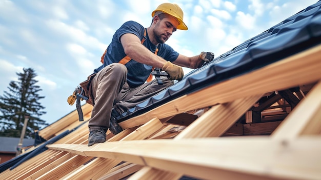 construction-worker-wearing-hard-hat-safety-gear-installing-roofing-materials-wooden-roof-framework_124507-304420