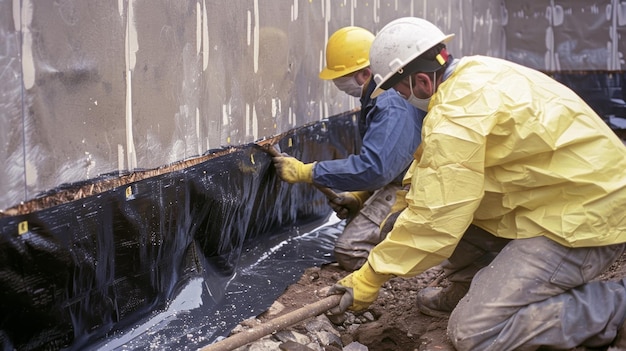 two-workers-wearing-protective-gear-masks-apply-tarbased-waterproofing-membrane-exposed_216520-103998